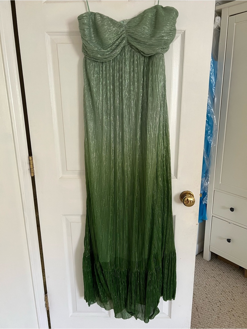 Strapless Green Ombre Maxi Dress